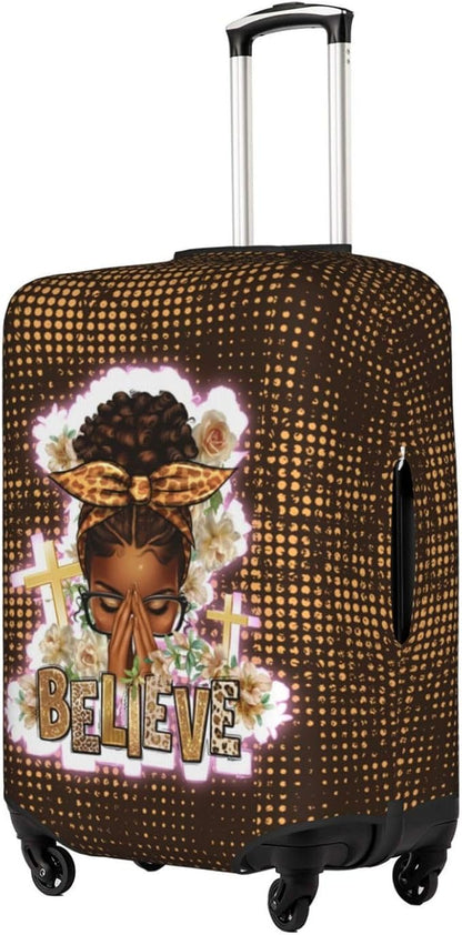 Travel Suitcase Protector African American Girl Elastic Protective Washable Luggage Cover With Concealed Zipper Suitable For 18-32 Inch(XL (for 29-32 inch luggage))