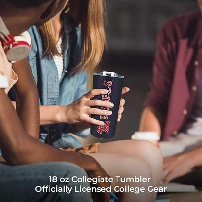 Campus Colors NCAA Stainless Steel Tumbler perfect for Gameday - 18 oz - Double Walled - Keeps Drinks Perfectly Insulated (Ole Miss Rebels - Navy)