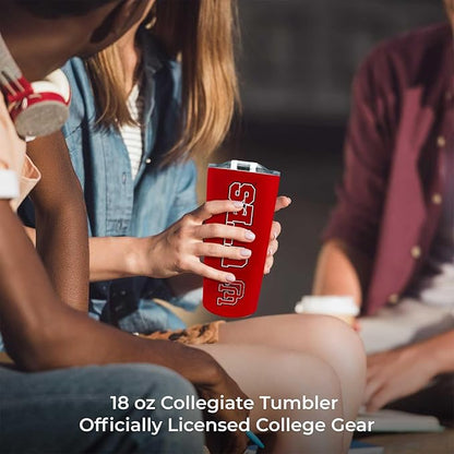 Campus Colors NCAA Stainless Steel Tumbler perfect for Gameday - 18 oz - Double Walled - Keeps Drinks Perfectly Insulated (Utah Utes - Red)