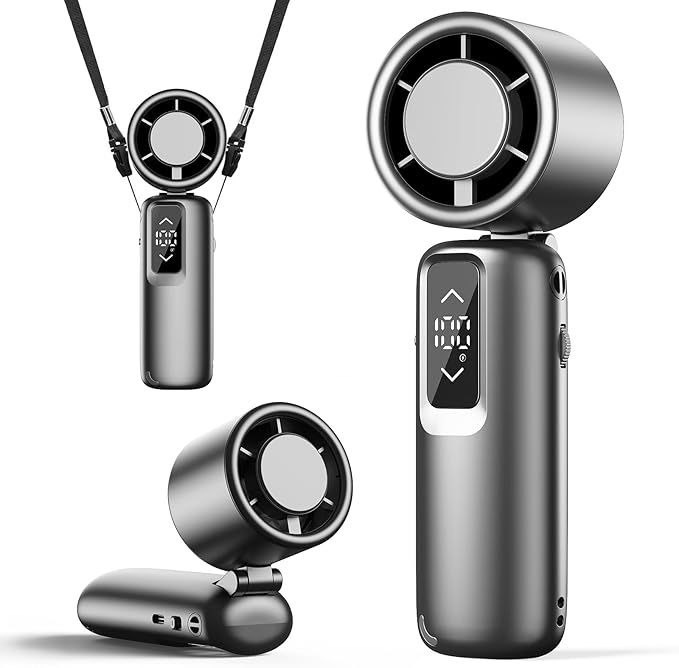 Portable Handheld Turbo Fan, 1-100 Gear Wind, Battery Operated, Up to 23 Working Hours, 3 IN 1 Personal Fan with Air Turbo Tech, Cooling Essentials for Indoor/Outdoor(Grey)