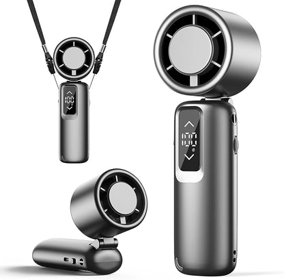 Portable Handheld Turbo Fan, 1-100 Gear Wind, Battery Operated, Up to 23 Working Hours, 3 IN 1 Personal Fan with Air Turbo Tech, Cooling Essentials for Indoor/Outdoor(Grey)