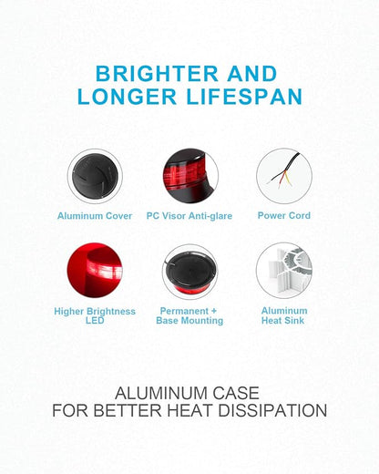 Agrieyes Amber Beacon Light 4.2Inch, Flashing Safety Warning Lights Permanent/Magnet Mount (Red, Screw)