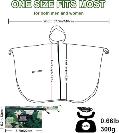 Hooded Rain Ponchos for Adult - Rain Coat and Rain Jacket with Waterproof Pocket and Zipper