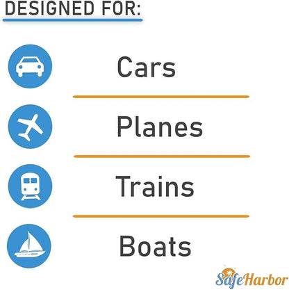SafeHarbor Motion Sickness Relief and Anti Nausea Kit for Your Cruise Essentials | 2 Motion Sickness Bands 10 Natural + Herbal Relief Patches| Works for Children and Adults | Helpful E-Book Included