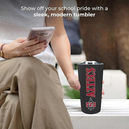 Campus Colors NCAA Stainless Steel Tumbler perfect for Gameday - 18 oz - Double Walled - Keeps Drinks Perfectly Insulated (San Diego State Aztecs - Black)