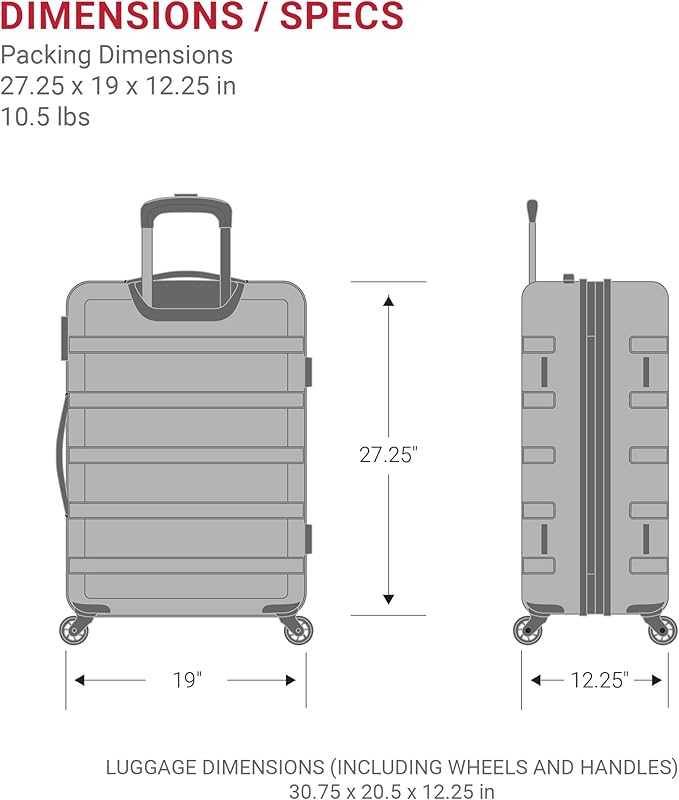 SwissGear 7366 Signature Hardside Expandable Luggage with Spinner Wheels, TSA Lock, Black, Checked-Large 27-Inch