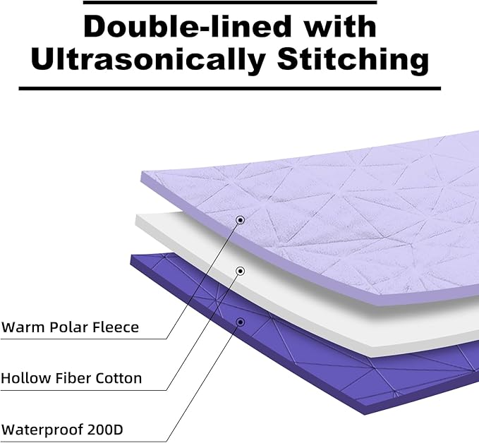 Outdoor Waterproof Blanket, Foldable Fleece Stadium Blanket for Outdoor Sports Event, Camping, Car, Pet, Picnics - Windproof, Wearable, Machine Washable 80" x 58" (Purple,Hooded)