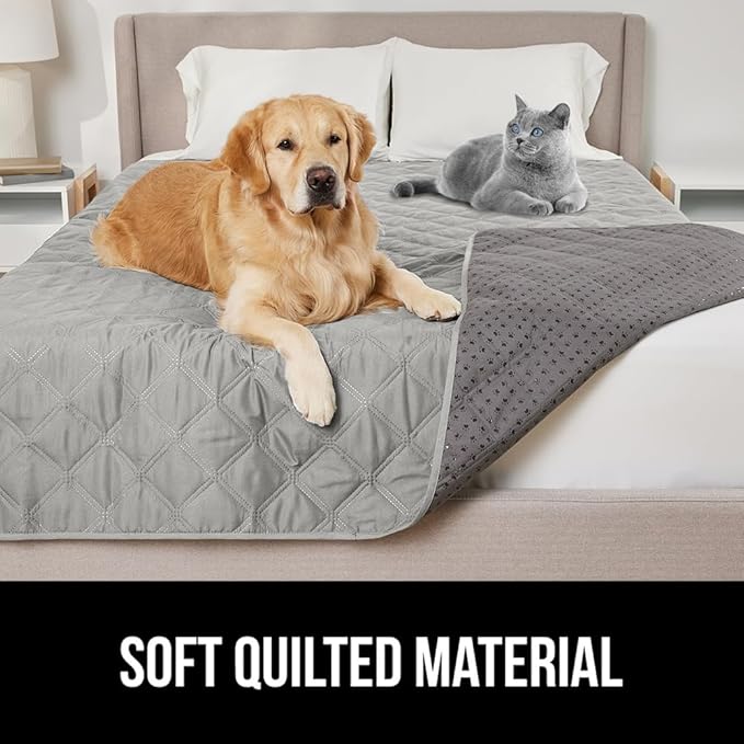 GORILLA GRIP Waterproof Couch Cover for Dogs, Gripped Slip Resistant Backing, Leak Proof Washable Dog Blanket Covers Sofa, Bed, Sectional, Crate, Car, RV Seats, Pet Puppy Essentials, 30x70 Light Gray