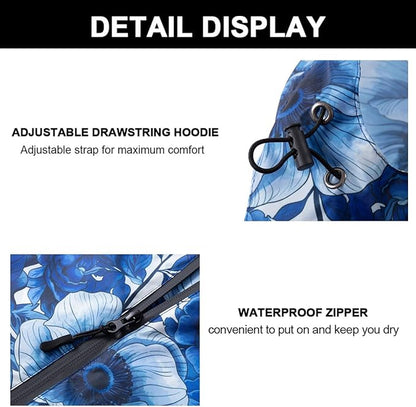 Fashion Hooded Rain Poncho Waterproof Raincoat Jacket with pocket for Women/Men/Adult
