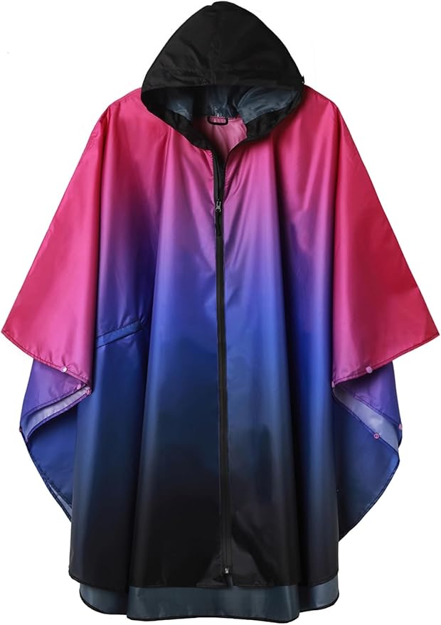 SaphiRose Rain Poncho Jacket Coat Hooded for Adults with Pockets