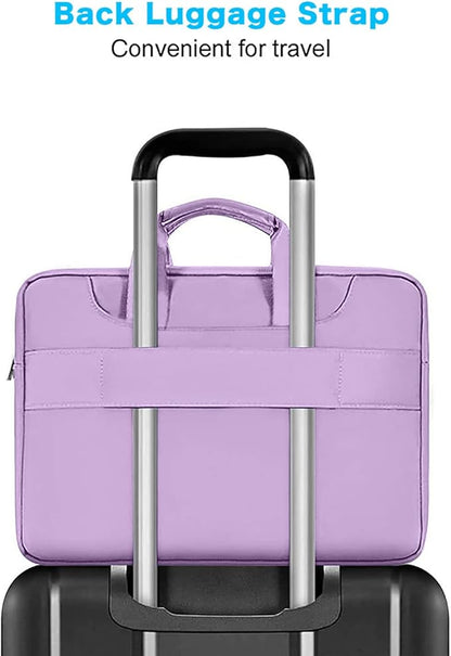 MOSISO 360 Protective Laptop Shoulder Bag Compatible with MacBook Air/Pro, 13-13.3 inch Notebook, Compatible with MacBook Pro 14 inch M5 M4 M3 M2 M1,Matching Color Sleeve with Belt, Light Purple