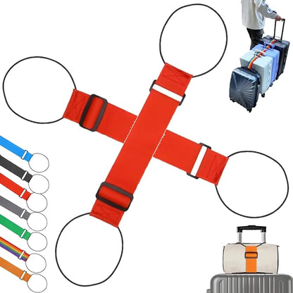 Multi Use Strong Adjustable Luggage Connector Straps, Luggage Straps for Suitcases, Elastic Rope,Adjustable Buckle, Waterproof and Wear-Resistant, Packing Tips for Travel (2*Red)