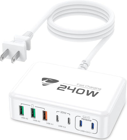 Anker 7-Port GaN USB C Charging Station - 100W Laptop USB C Fast Charger - Compact Wall Charger Adapter for MacBook Pro/Air, iPhone 16/15/14/13, Samsung S24