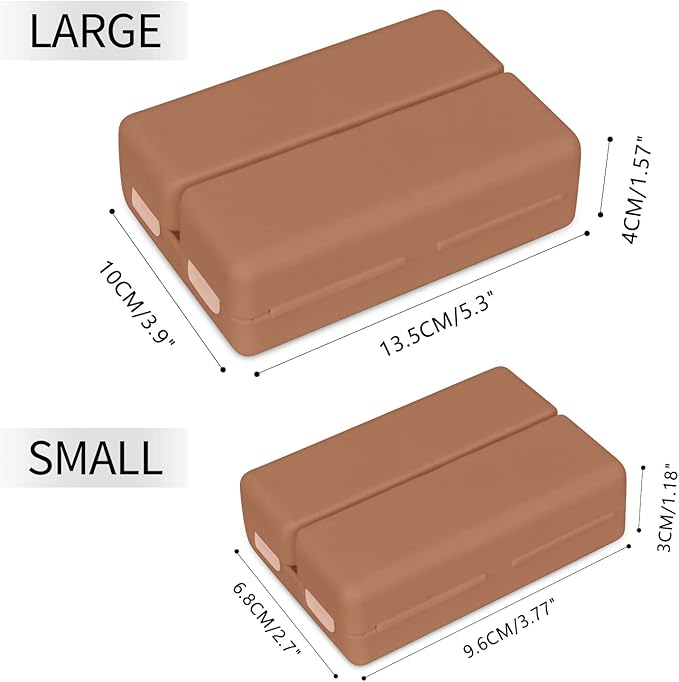 FYY 2 Pcs Daily Pill Organizer, 7 Compartments Portable Pill Case Travel Pill Organizer,[Folding Design] Pill Box for Purse Pocket to Hold Vitamins,Cod Liver Oil,Supplements and Medication-Brown