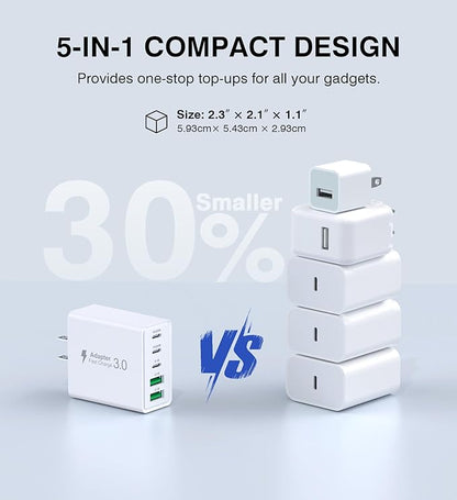 60W USB C Charger Block, 2-Pack Wall Fast Charge Cube Powered Multi-Port Plug Power Adapter Type C Brick for iPhone 17 16 15/15 Pro Max/14/14 Pro Max/13/13 Pro Max/12/12 Pro iPad, Motorola, LG, Huawei