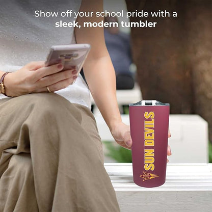 Campus Colors NCAA Stainless Steel Tumbler perfect for Gameday - 18 oz - Double Walled - Keeps Drinks Perfectly Insulated (Arizona State Sun Devils - Maroon)