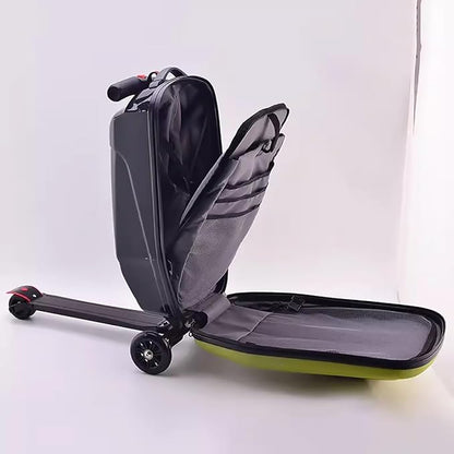 Scooter Suitcase Carry On Hardshell Ride On Suitcase Scooter for Kids Age 4-15, Multifunctional Ride On Lightweight Kids Luggage with Wheels(Size:Purple)