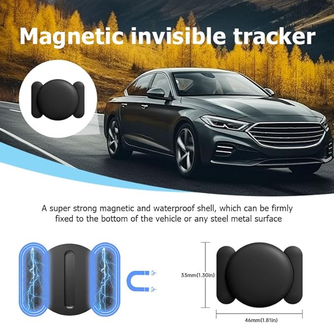 Tracker for Vehicles, Works with Google Find Hub(Android Only), Easily Find, Encrypted Location Data, Magnetic Hidden Car Tracker, No Monthly Fee Or Subscription, No SIM Required