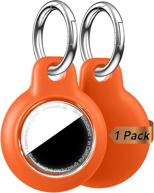 [1-Pack] Upgrade for Airtag Case, Waterproof & Shockproof Cover with Keychain for Apple for AirTag, Anti-Scratch Tracker Accessory for Backpack, Bag, Luggage (Orange)