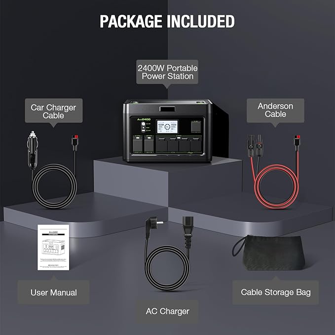 Solar Generator 2400W Portable Power Station, 1843Wh UPS Home Battery Backup, LiFePO4 Battery Supply with 12 Outlets(2400W AC Outlets,PD100W), 2Hrs Quick Charge, Home Emergency, RV Trip, Acc2400