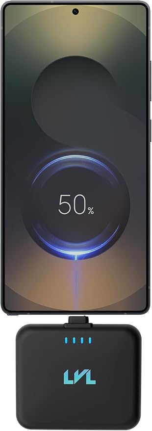 Spark Portable Charger for iPhone 17/16/15 USB C 2500mAh Power Bank with LED Indicators 2.4A Fast Charging Mini Portable Charger with Pass Through Technology LVL 25 (Black)