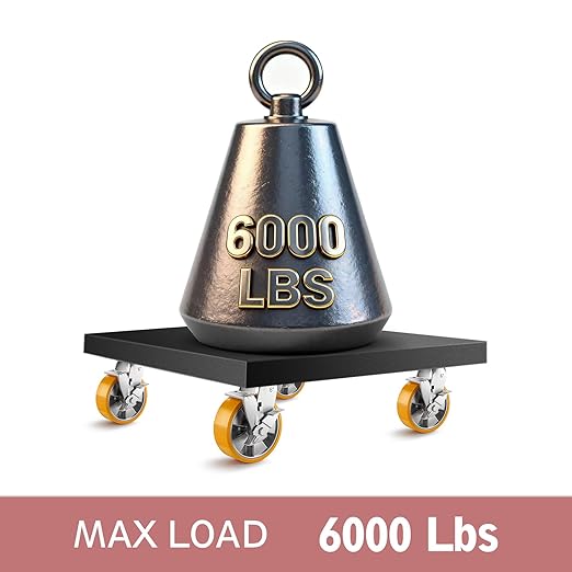6 Inch Heavy Duty Casters Set of 4, Industrial Locking Casters 6000lbs Load Capacity, Plate Swivel Castor Wheels for Heavy Duty Carts, Workbench, Equipment, Platform Truck (Orange)