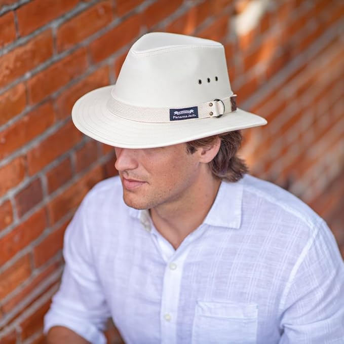 Panama Jack Original Canvas Safari Men's Sun Hat, 2 1/2" Brim, UPF (SPF) 50+ Sunhat Protection