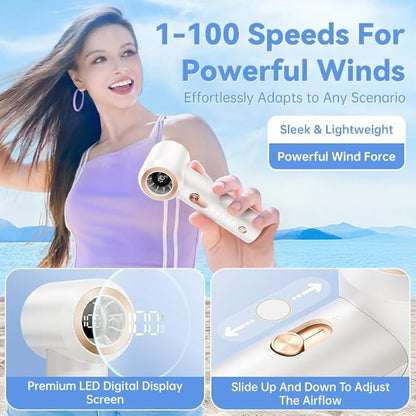 Portable Fan For Travel Mini: Small Pocket Handheld Personal Rechargeable Battery Operated USB High Speed Keeping Cool In Hot Weather Beach Gifts For Women (white)