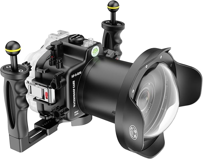 Seafrogs Underwater Housing for Canon EOS R50, 40M Waterproof Case with WA005A Long Dome Port Kit, Waterproof Scuba Diving Case for Canon R50+24-70mm f/2.8, EF 24-105mm f/4
