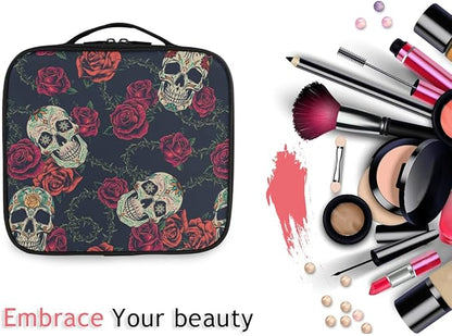 MNSRUU Women Makeup Bag Rose Gothic Skull Makeup Bag Organizer Travel Cosmetic Bag for Teenage Girl Clear Make Up Bags with Zipper