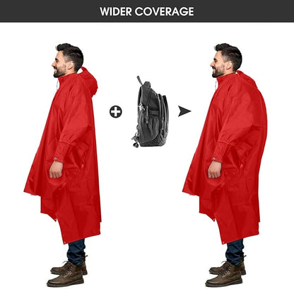 Unisex Rain Poncho for Adults, Hooded Waterproof Raincoat Jacket for Hiking, Camping and Outdoor