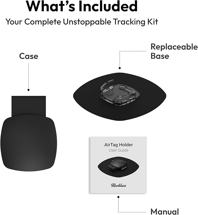 [2 Pack] Compatible with AirTag Case for Fabric, Luggage, Backpack – Waterproof Modular Mount with Replaceable Adhesive Base – Durable Holder for Travel, Camping Gear, Kids, Pets & More - Black