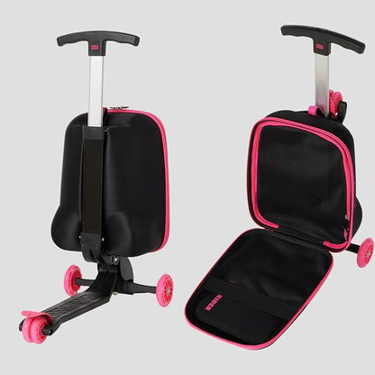 Kids Scooter Luggage - 2-in-1 Ride-On Suitcase with Light-Up Wheels & Adjustable Handle|Carry-On Approved & TSA-Friendly| Fun, Durable, Lightweight Travel Scooter for Boys & Girls Ages 3-10