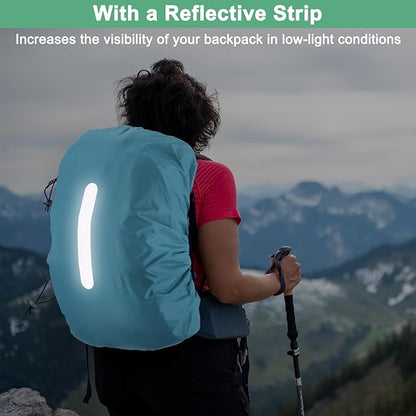 Waterproof Backpack Rain Cover Waterproof Backpack Cover, Bag Rain Cover with A Vertical Reflective Strap for Hiking/Biking/Camping/Outdoor Traveling