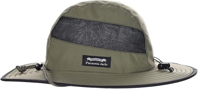 Panama Jack Men's Sun Hat - Nylon Boonie Bucket, Packable, 3 1/4" Big Brim, UPF 50+ UVA/UVB Sun Protection
