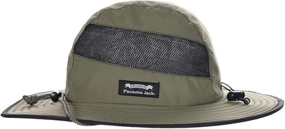 Panama Jack Men's Sun Hat - Nylon Boonie Bucket, Packable, 3 1/4" Big Brim, UPF 50+ UVA/UVB Sun Protection