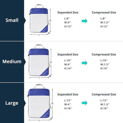 9 Set Compression Packing Cubes for Travel - Compressible, Lightweight, and Space-Saving Packing Cubes, Travel Essentials for Women, Royal Blue