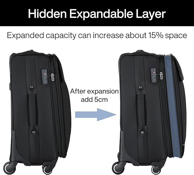 Hanke 20/28 Inch 2 Piece Luggage Sets with Spinner Wheels Expandable Luggage Large Suitcases with Wheels Lightweight Travel Luggage Rolling Suitcase with Lock Softside Checked Luggage.(Dark Gray)