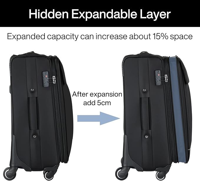 Hanke 28 Inch Luggage with Spinner Wheels Expandable Large Suitcase with Wheels Softside Check in Luggage Rolling Suitcase with Lock Lightweight Travel Luggage for Men and Women.(Coffee)
