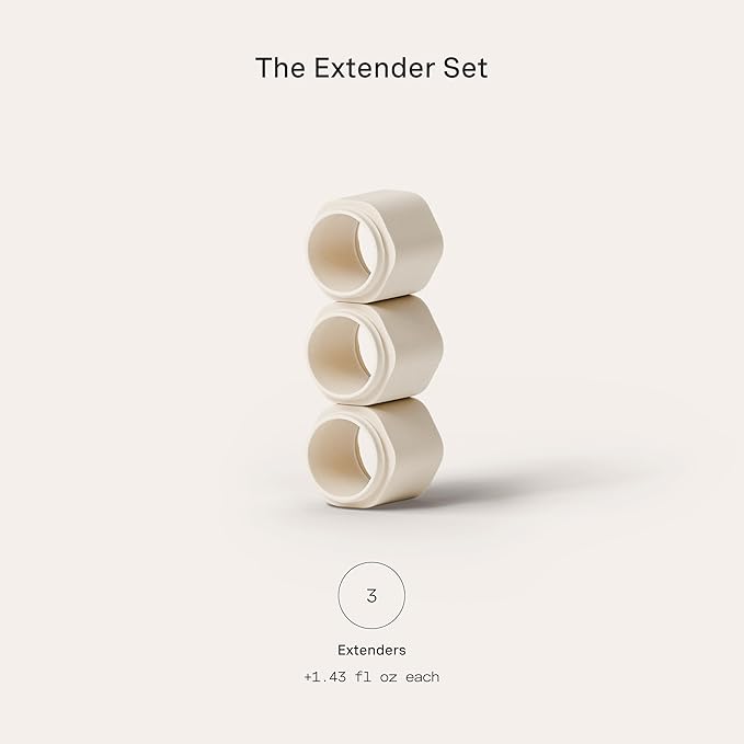 Cadence Extender - Add On to Any Flex Magnetic Containers with Lids,Extension to Travel Bottles for Toiletries - Carry On Travel Essentials For Women/Men - Adds Additional 1.43 fl oz - 3pk, Sand