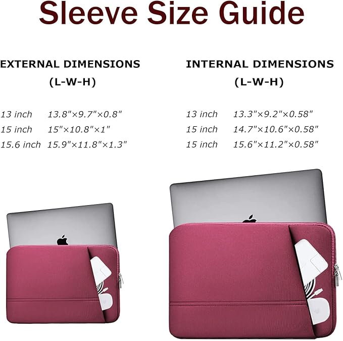 TEDNETGO Laptop Bag, 15.6 inch Laptop Sleeve, Sturdy 15 inch HP Computer Case, Lenovo Computer Briefcase Carrying Cover Case 16 inch Neoprene Bag with Pockets for Dell Asus Gifts for Women Men, Red