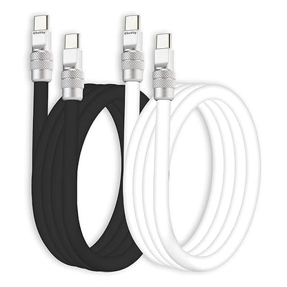 chubbycable Couple Chubby 2-Pack 240W USB C Cable Extra Thick Silicone Fast Charging Cable Compatible with iPhone 17-15 Series iPad Galaxy Series, Black+White, Type-C to Type-C, 16.4FT