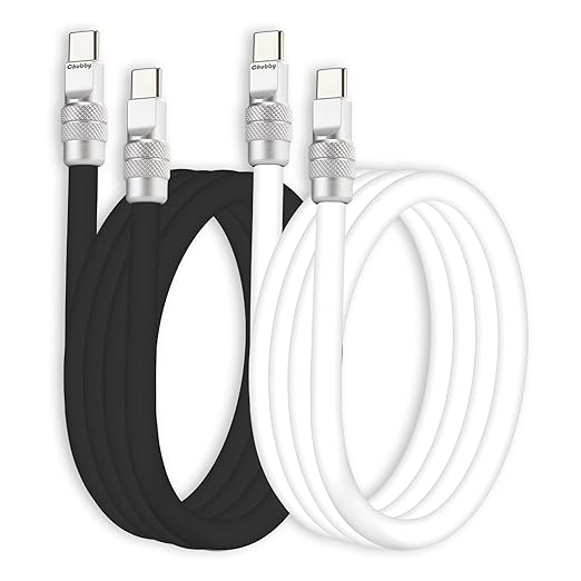 chubbycable Couple Chubby 2-Pack 240W USB C Cable Extra Thick Silicone Fast Charging Cable Compatible with iPhone 17-15 Series iPad Galaxy Series, Black+White, Type-C to Type-C, 8.2FT