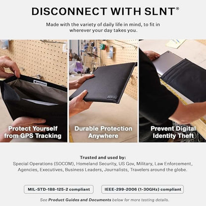 Silent Pocket SLNT Utility Laptop Faraday Bags Signal Blocking Device Sleeve, Weatherproof Woven Nylon, Prevents Remote Wiping, Tracking, Tampering 13 inch