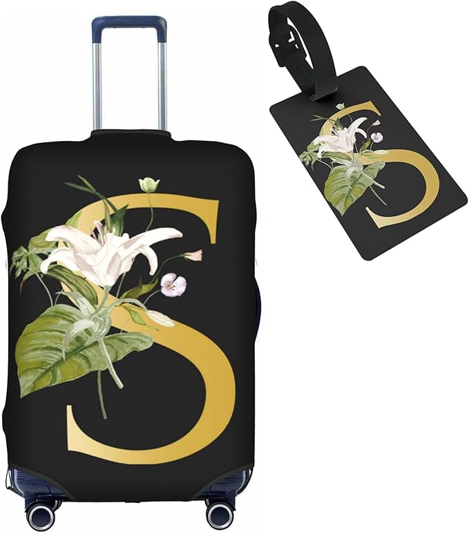 Decorative S Suitcase Protectors Elastic Washable Luggage Covers With Concealed Zippers For 18-32 Inch Luggage (Size S: Fits 18-21 Inch)