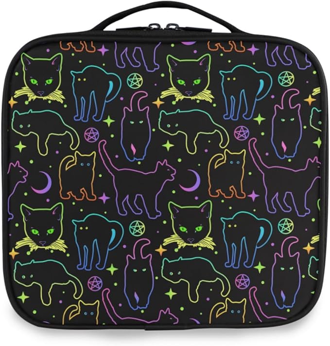 MNSRUU Makeup Bag Witchcraft Black Cats Makeup Bag Organizer Travel Cosmetic Bag Portable Large Capacity Toiletry Bag for Women, Make Up Bags with Zipper