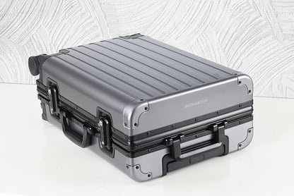 25-inch Aluminum Checked Luggage: Gunmetal Gray - Full Metal Shell - Crush-Resistant & Burst-Proof, TSA Lock & Spinner Wheels for Business Travel - Men Women