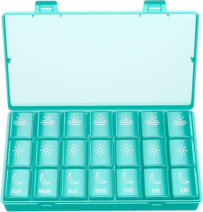 BUG HULL Weekly Pill Organizer 3X a Day, Daily 7 Day Medicine Pill Organizer 3 Times a Day, Travel Pill Case Container for Vitamins, Supplements
