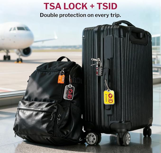Forge Dual-Opening: Key or Combination Lock, TSA Approved Lock for Luggage, Pelican case, Travel, Gym, School, Luggage Combination Lock, Travel Bag Lock (Black 4 Locks and 2 ID)