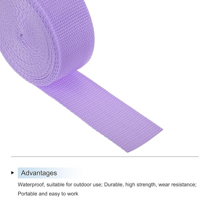 MECCANIXITY Lightweight Polypropylene Webbing Strap 1 1/2" 5 Yard Backpack Strapping Band Lavender Purple for Outdoor Luggage Cargo Straps